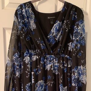 New black, blue and white long dress